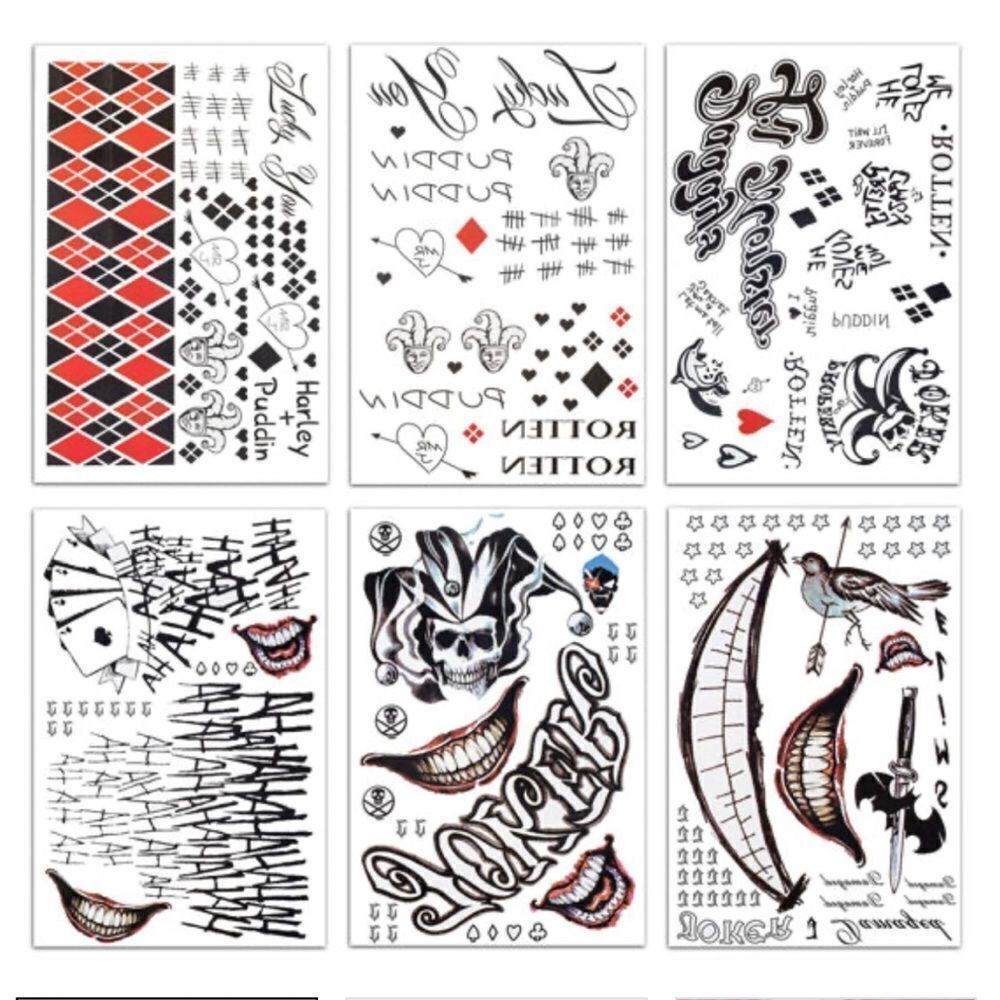 6 JOKER Temporary Tattoo Sheet - BRAND NEW - Unopened in Packing - Joker Costume